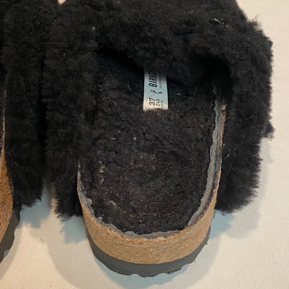 BIRKENSTOCK BOSTON SHEARLING MULE BUCKLE TEDDY BLACK BIRKS EU 37 WOMENS 6 MENS 4 - Picture 7 of 12